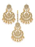 Zaveri Pearls Gold Tone Kundan & Pearls Traditional Earring & Maangtikka Set For Women-ZPFK8541