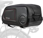 WOTOW Bike Rear Rack Bag with Hard Shell, 9L Bicycle Saddle Panniers Waterproof Structural Double Zipper Bag Cycling Back Seat Cargo Pouch with Hand Strap for Outdoor Commuter, Black(Rack Bag)