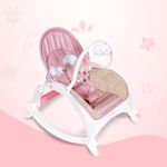 INFANTSO Baby Rocker & Bouncer for 0 to 2 Years (Pink), Chair for Newborn with Neck Pillow, Calming Vibrations, Music & Toys, 3 Position Adjustable Backrest Swing with Feeding Tray