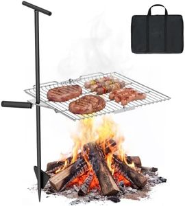 Gonex Swivel Campfire Grill for Fire Pit Foldable Stainless Steel Cooking Equipment with Carrying Bag for Fire Pit Camping Outdoor BBQ RV
