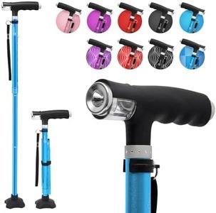 BeneCane Walking Cane for Women Folding Cane for Men with Two Led Lights Quad Cane with Stable Base Lightweight and Adjustable Walking Stick