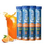 Fast&Up Reload (20 Litres) Low Sugar energy drink for Instant Hydration - 80 Effervescent Tablets with all 5 Essential Electrolytes + Added Vitamins - Certified Electrolytes Drink - Orange flavour