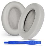 Aurivor Replacement Ear-Pads Cushions for Sony WH-1000XM3 Headphones, with Soft-Touch Leather, Noise Isolation Memory Foam (Silver)
