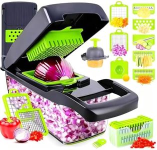 Putsea Multifunctional Vegetable Chopper Pro – Putsea 7 Stainless Steel Blades for Onion, Garlic, Fruits – Ergonomic Kitchen Gadget with Container, Easy Clean, Time Saving Food Cutter and Dicers