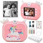 Kids Camera Instant Print, zerotop Photo Creator Instant Camera 1080P HD Digital Kids Camera for Girls Boys, Instant Print Camera Toy with Photo Paper 6 Colour Pens 32GB Card for Children Age 3-14