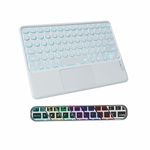 Bluetooth Keyboard with Touchpad, 10 inch Ultra Silm 7 Colors Backlit Wireless Keyboard Universal Rechargeable Portable Keypad with trackpad for iPad iOS Android Windows(White)