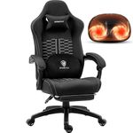 Dowinx Gaming Chair with Heated Massage Lumbar Support, Ergonomic Gaming Computer Chair with Pocket Spring Cushion and Footrest, Recliner High Back PC Chair for Adult, 330lbs, Black