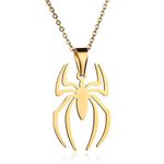 Spider Pendant Necklace for Men Women Titanium Stainless Steel Gold Silver Lightweight Fashion Anime Goth Cool Hippie Spider man Necklace Cosplay Jewelry, Metal