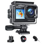 WOLFANG Action Camera 4K 24MP WiFi GA200, 40M Waterproof Underwater Camera for Snorkeling, EIS 170° Wide Angle Dual Screen Vlogging Camera with External Microphone, Charger, Remote Control