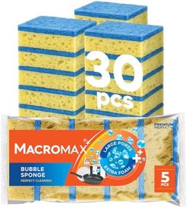 Macromax Bubble Sponge – Heavy Duty Scrub Sponge for Kitchen, Stovetops & Grills – Large Pore for Extra Foam – Powerful Scrubbing Pad for Tough Stains, 30-Pieces