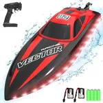 VOLANTEXRC RC Boat 20MPH Fast Remote Control Boat for Adults 2.4Ghz Toy Boat for Pools and Lake with 2 Rechargeable Batteries Toys Gifts for Boys Girls, Red