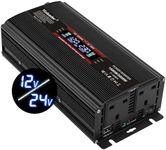 DC 12V/24V to AC 240V Yinleader Power Inverter 1500W/3000W Converter LCD 2 AC sockets 1 USB-Suitable for Travel, Camping, RV