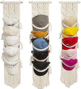 Cap Holder-3 Pack-Hat Organizer for 30 Baseball Caps, Macrame Hat Rack for Wall, Cap Rack for Decoration and Display, Boho Handmade Cap Hanger Over Door Organizer