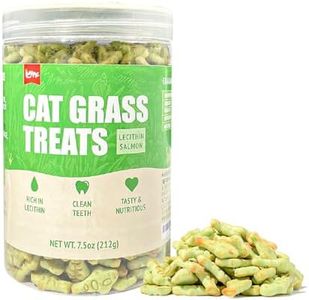 BAYPIE Cat Grass Biscuits - Natural Digestive Aid & Hairball Control Cat Treats | Grain-Free Crunchy Snacks with Catnip | Healthy Rewards for Indoor Cats, 7.5 oz
