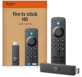 Amazon Fire TV Stick HD (newest model), free & live TV, Alexa Voice Remote, powered by the TV, effortless setup