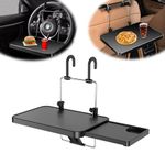 Multi-function Car Steering Wheel Table - Car Table for Laptop, Car Tray Table for Kids, Car Travel Accessories for Long Trips, Vehicle Seat Backseat Headrest Table Desk for Food Drink Cup Holder