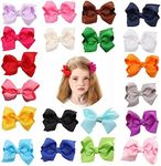 3 Inch Baby Girls Clips,20 PCS Proxima Direct baby Hair Clips,Grosgrain Boutique Solid Color Ribbon Mini Hair Bows Clips for Baby Girls Teens Infants Kids Toddlers Children