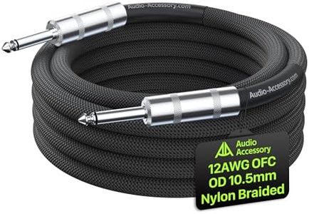 AA AUDIO ACCESSORY Speaker Cable 1/4 Inch 6.6ft, True 12AWG OFC, OD 10.5mm, Kevlar-Reinforced Nylon Braided Speaker Cord, Triple Shielded for Noiseless Audio, for Electric Guitar Amp, PA Sound System