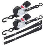 Ayaport Retractable Ratchet Straps Self Retractable Tie Down Straps 1200Lb Break Strength Heavy Duty 12ft for Motorcycle, Dirt Bike, Moving Cargo, Car, Truck Accessories (2, 1" x12')