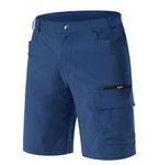 EKLENTSON Shorts for Men Quick Dry Cargo Shorts Outdoor Elastic Waist Lightweight Hiking Shorts Multi Pockets Sports Shorts with Zip Pockets Blue,36
