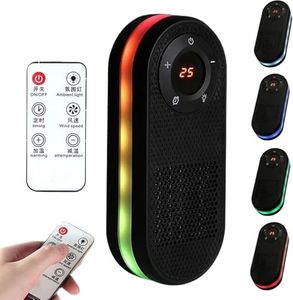 BIYALI Plug-In Electric Wall Heater with Remote Control, Digital Temperature Display, LED Ambient Light, Adjustable Wind Speed, Timer & Fast Heating for Home/Office - 1Pcs, Multi