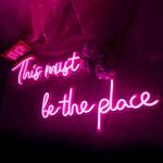 This Must Be The Place Neon Signs for Wall Decor, Room Decor, Large LED Neon Sign with Dimmer Switch for Coffee Bar Salon Hotel Office, Pink Neon Lights for Wedding Birthday Backdrop by BDUN