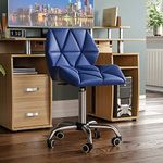 Vida Designs Geo Office Computer Chair, Blue, Gaming Secretary Adjustable Swivel Legs Lift Chrome PU Faux-Leather