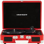 Crosley CR8005DP-RE1 Cruiser Plus Vintage 3 Speed Bluetooth in/Out Vinyl Turntable Suitcase, Red