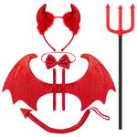 Spooktacular Creations 5 Pieces Halloween Devil Costume Set with Red Devil Wings, Demon Costume Accessories for Cosplay Party