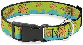 Scooby Doo Pet Collar, Dog Collar Plastic Buckle, Scooby Doo The Mystery Machine Paint Job Green Aqua Orange, 11 to 16.5 Inches 1.0 Inch Wide