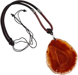 TUMBEELLUWA Stone Pendant Necklace Amulet Reiki Healing Crystal with Nylon Cord Handmade Jewelry for Women,Dyed Red Agate Slice