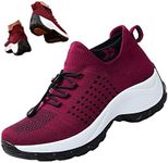 Women's Orthopedic Stretch Cushion Shoes Comfy Cloud Pro Breathe Mesh Sock Fashion Sneakers Wedge Running Footwear (9,Wine Red)