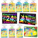 Rainbow Scratch Party Favors Kids: Bulk Scratch Art Notebook 24 Pack Scratch Paper Birthday Party Favor Girls Boys Art Craft Kit Christmas Gifts Toy Scratch Pads Classroom Prizes