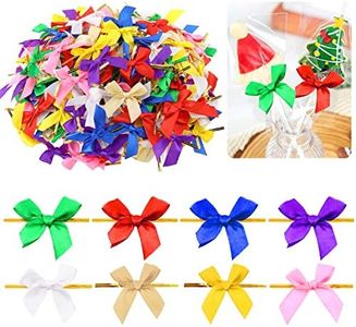 Mardatt 200Pcs 2.2” Mini Pre Tied Bows Assortment Set, Mixed Color Twist Tie Ribbon Bows Bow-Knot Ribbon Flowers Bow Package Gift Wrap for Sewing Christmas Wedding Party Decoration Candy Bag