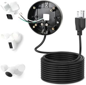 Power Cable and Plug-in Mount for Floodlight Cams Compatible with Floodlight Cam Wired Pro/Plus, Blink Wired Floodlight Camera, Electrical Box with 20ft Weatherproof Cable (2in1 Mount and Cord Set)