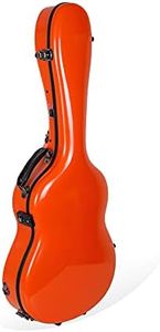 Crossrock Deluxe Fiberglass Classical Guitar Case, 4/4 Full Size-TSA Lock, Orange (CRF2020COR)