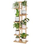 Bamboo Plant Stand Rack - Indoor & Outdoor Plant Stand 6 Tier 7 Potted Multiple Flower Planter Pot Holder Shelf Rack Display for Patio Garden Corner Balcony Living Room