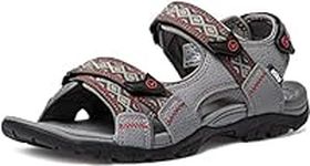 ATIKA Men's Open Toe Arch Support Strap Water Sandals, Outdoor Hiking Sandals, Lightweight Athletic Trail Sport Sandals, Havana 2 Ignite Grey, 6 UK