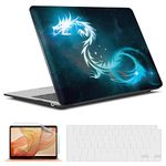 iBenzer Compatible with New MacBook Air 13 inch case 2022 2021 2020 M1 A2337 A2179 A1932, Hard Shell Case&Keyboard Cover&Screen Film for Mac Air 13 with Touch ID, Dragon, CA-AT13DRN+2