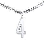 FindChic Jersey Number 4 Necklaces for Men Boys Stainless Steel Sports Player Football Basketball Number Pendant with 22'' Curb Chain Athelets Lucky Jewelry