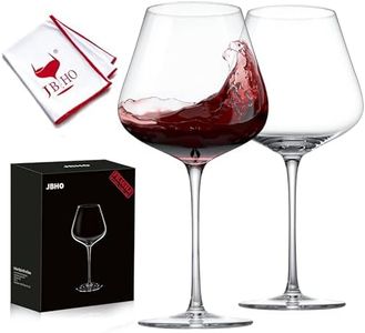 Hand Blown Italian Style Crystal Burgundy Wine Glasses - Lead-Free Premium Crystal Clear Glass - Set of 2 - 21 Ounce - Gift-Box for any Occasion