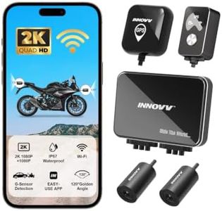 INNOVV K7 Motorcycle Dash Cam, 2K + 2K Front and Rear Camera with EIS Anti-Shake, Motorcycle DashCam with 24hr Sentry Mode, Emerg Auto Save GPS, App Connect, IP67 Waterproof, Max Support 512 GB