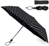 Kate Spade New York Travel Umbrella, Lightweight Compact Umbrella with Storage Sleeve (Polka Dots)