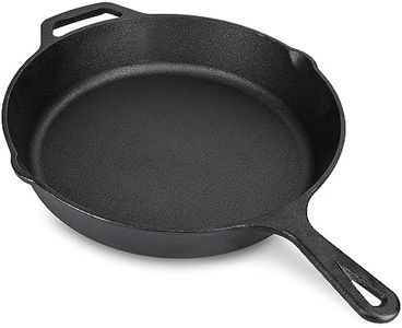 Navaris Poêle en Fonte Naturelle - Poêle à Frire Ø 25 cm pour Induction Four Feu Cuisinière Grill Barbecue - Antiadhésif - Profondeur 5,6 cm