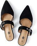 Rekayla Mules for Women Flats Comfortable Pointed Toe Women Adjustable Mules Shoes Black Size 11