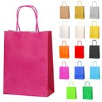 Thepaperbagstore 10 Fuchsia Paper Party Bags With Handles - Colourful Paper Gift Bags for Kids and Adults Parties, Birthdays, Weddings, Baby Showers, Hen Parties and Sweets 18x22x8cm