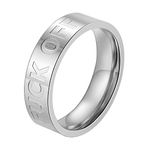 INRENG Men's Stainless Steel Cool Personalized Ring Engraved Fuck Off Inspirational Graduation Gifts 6mm Silver Size 7