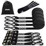 Ohuhu Ratchet Tie Down Straps 4 Pack 1500kg Break Strength, 4.6 m Ratchet Straps Securing Straps with 4 Soft Loops Safety Lock S Hooks Storage Bag, Logistic Cargo Straps for Moving Cargo, Motorcycle