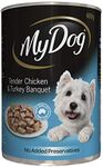 MY DOG Adult Wet Dog Food Tender Chicken & Turkey Banquet 400g Can, 24 Pack