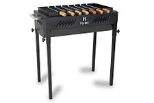 H Hy-tec (Device) Hybb, Backyard Charcoal Grill Barbeque With 7 Skewers & Charcoal Tray (Stellar Black), Free Standing